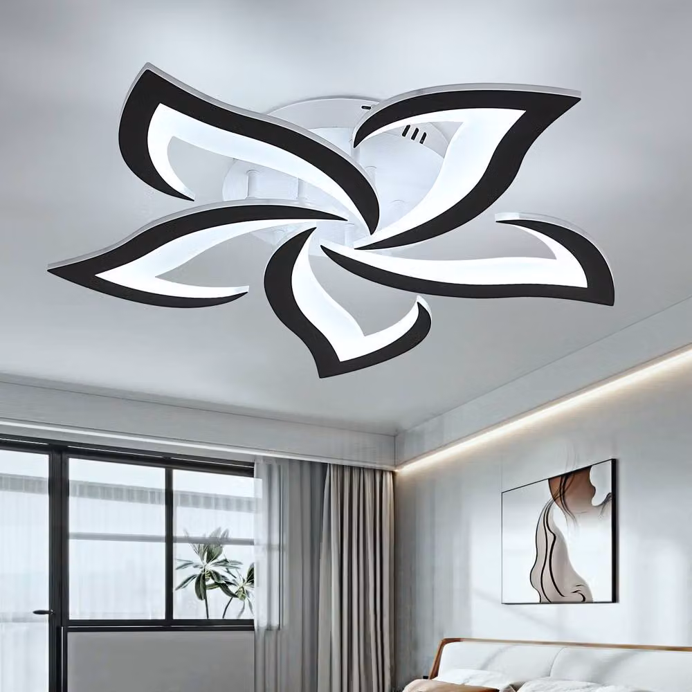 Pheashine Black Flower LED Ceiling Light, 60W, 6700LM, 6500K Cool White, Acrylic and Metal – 2