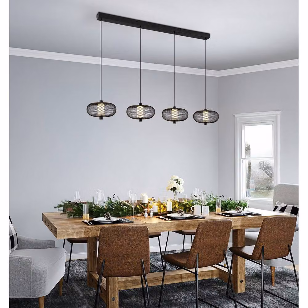 Netlighting Astari Bar Pendant Ceiling Light in Matt Black with Warm White LED – 2