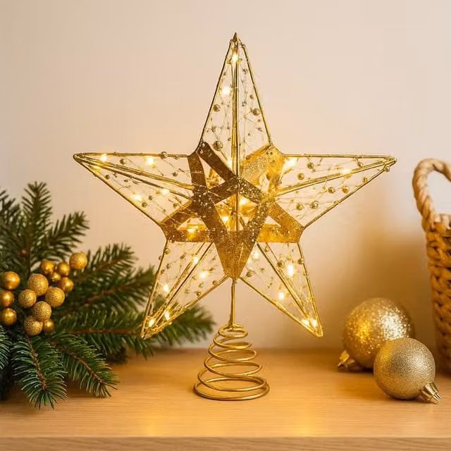 Voltico Gold Light-Up Star Christmas Tree Topper