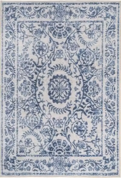 Kukoon Beige and Mid Blue Distressed Abstract Vintage Rug, Non-Slip and Washable, W: 160 cm, D: 230 cm