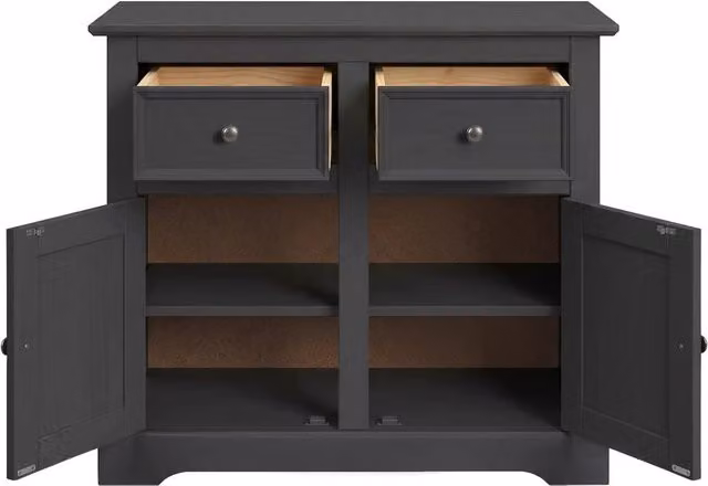 NESTLUNE Country Sideboard 2 Door 2 Drawer Black Solid Wood Pine W/D/H: 100 x 15 x 15 cm
