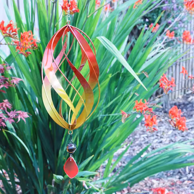 Betley Butterfly Hanging Wind Spinner in Red and Multicolour Metal and Glass