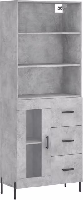Berkfield Home Highboard in Concrete Grey, W/D/H: 69.5 x 34 x 180 cm – 1