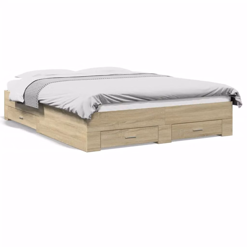 Berkfield Home King Size Bed Frame with Drawers in Sonoma Oak Brown, W/D/H: 150 x 200 cm – 2