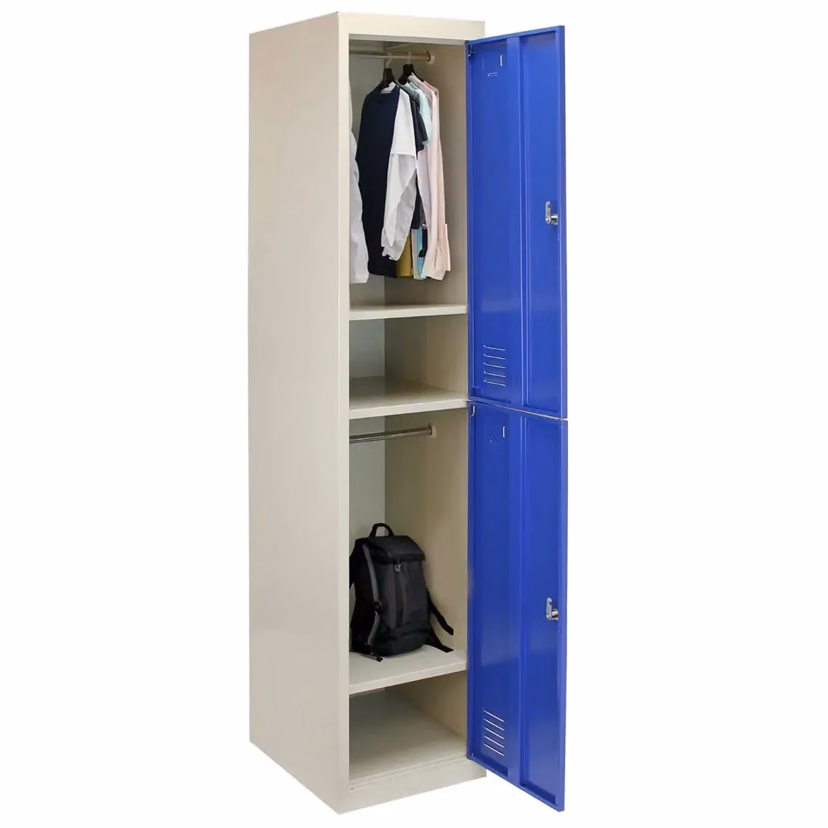 Monstershop Metal Storage Lockers with Two Hinged Doors and Internal Shelving, Blue, H 180 x W 45 x D 38 cm – 2