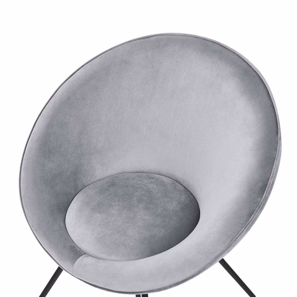 Wyld and Coco Grey Velvet Tub Accent Chair with Lacquered Metal Cross Base – 3