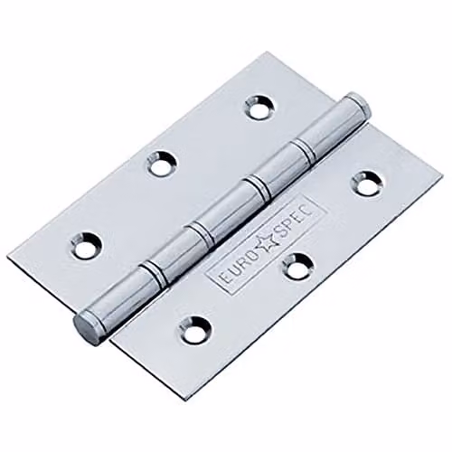 Loops Pair of Brass Washered Butt Hinges in Bright Stainless Steel, W: 76 mm x D: 51 mm x H: 1.5 mm