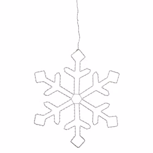 Lights4fun White LED Snowflake Silhouette Hanging Outdoor Christmas Decoration with Timer, 57cm – 3