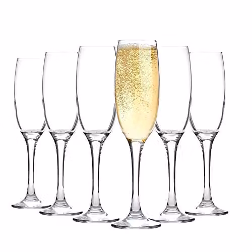 Argon Tableware Classic Champagne Flutes, Set of 6, 220ml, Blue and Transparent – 1