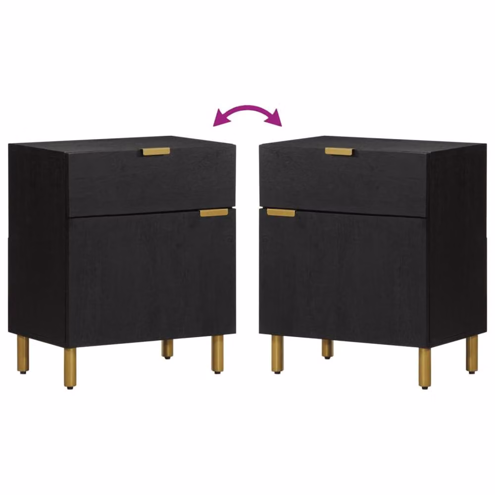 Berkfield Home Classic Bedside Cabinet in Black, W/D/H: 50 x 33 x 60 cm – 4
