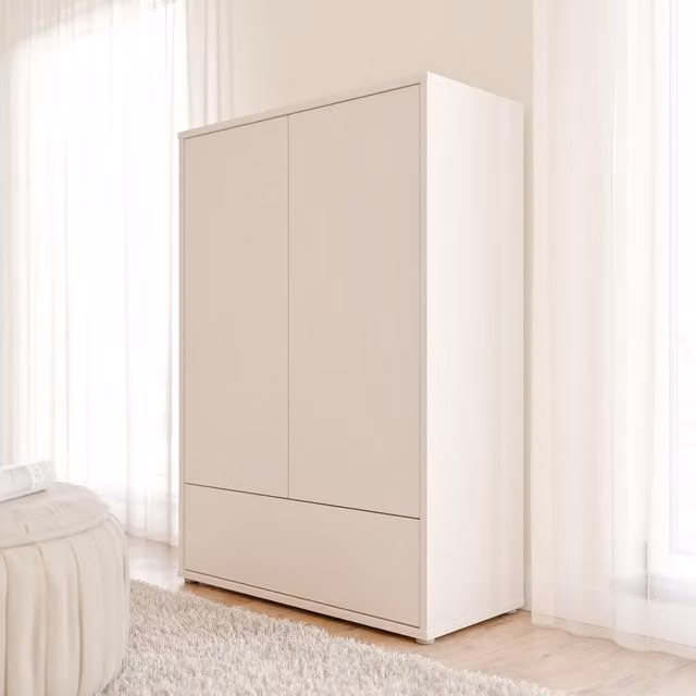 Furniture To Go Alice Springs 2 Door Wardrobe with Internal Drawers and Push-to-Open Doors in Sand