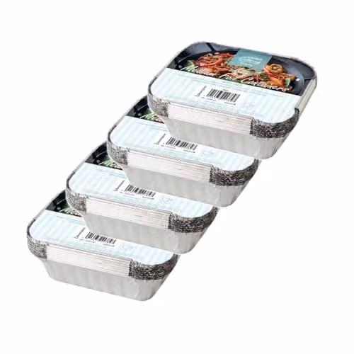 Love To Cook Silver Rectangular Aluminium Food Cooking Foil Trays with Lids, 36 Pack
