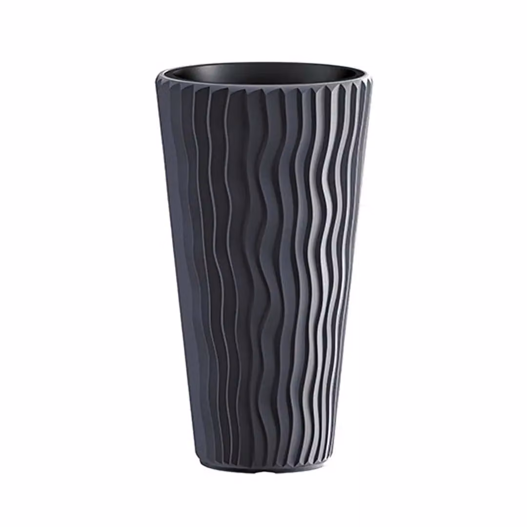 EONLION Modern Round Plant Pot Flower Planter in Stone Grey and Light Brown – 2