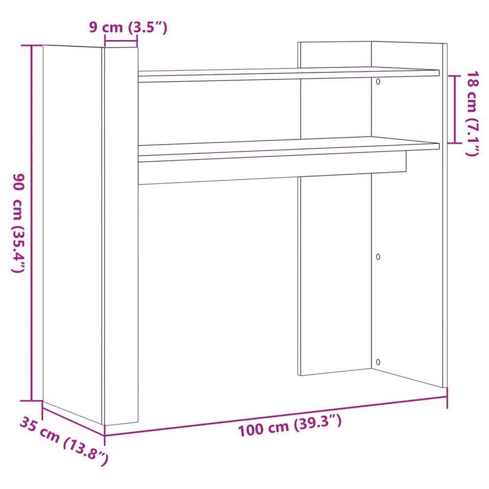 Berkfield Home Console Table in Grey Sonoma, W/D/H: 100 x 35 x 90 cm – 4