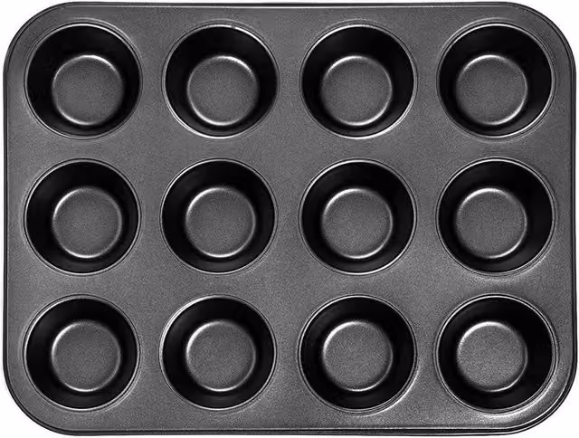 FLAVORA Non-stick 12 Cup Muffin Tray in Black – 1