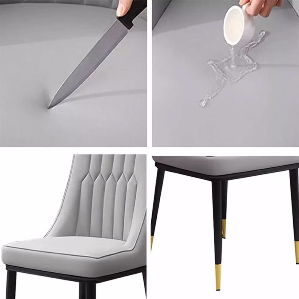 EONLION Set of 4 Grey Synthetic Leather Dining Chairs – 3
