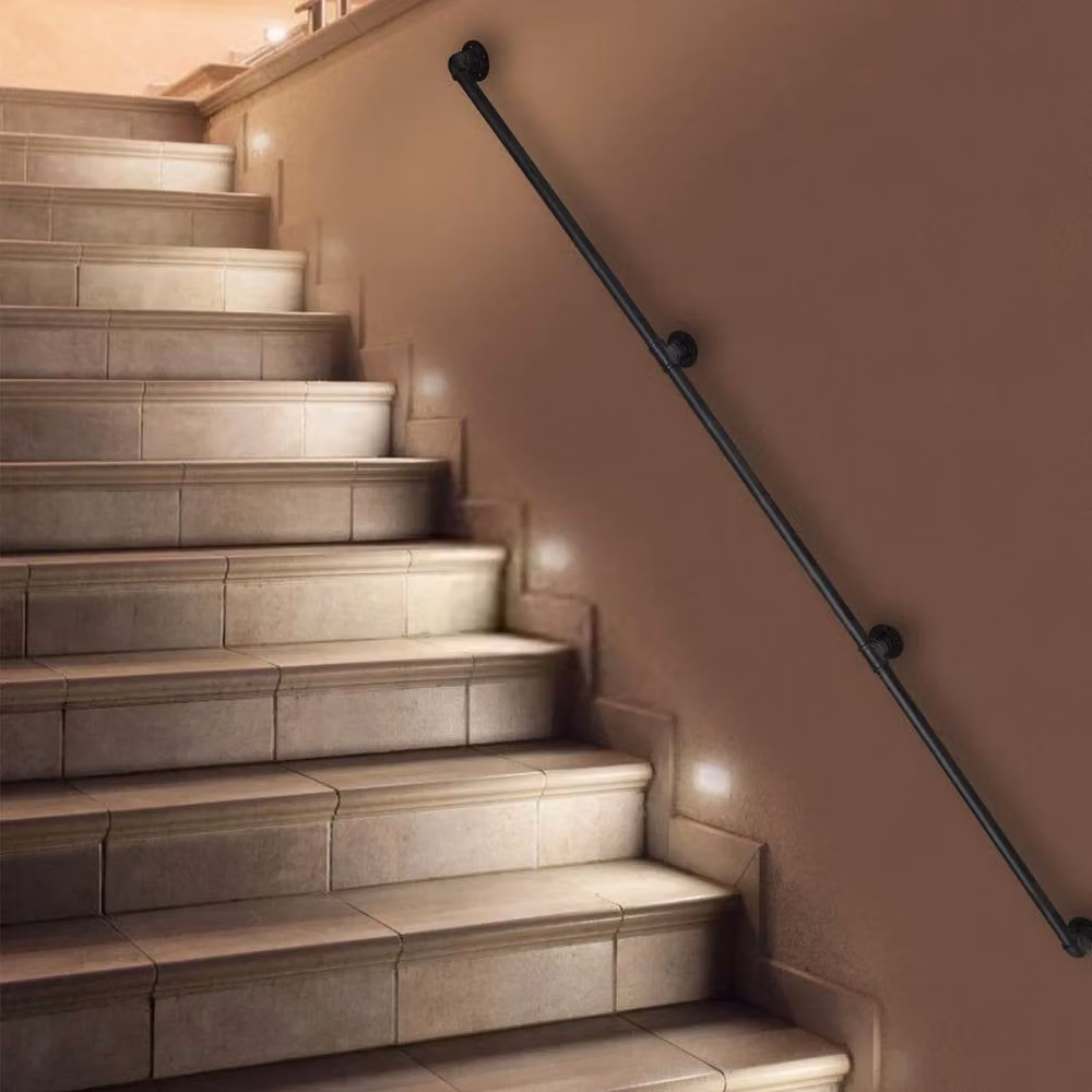 EONLION Matt Black Steel Handrail Stair Rail Grab Bar Handle, W/H: 100 x 200 cm – 4