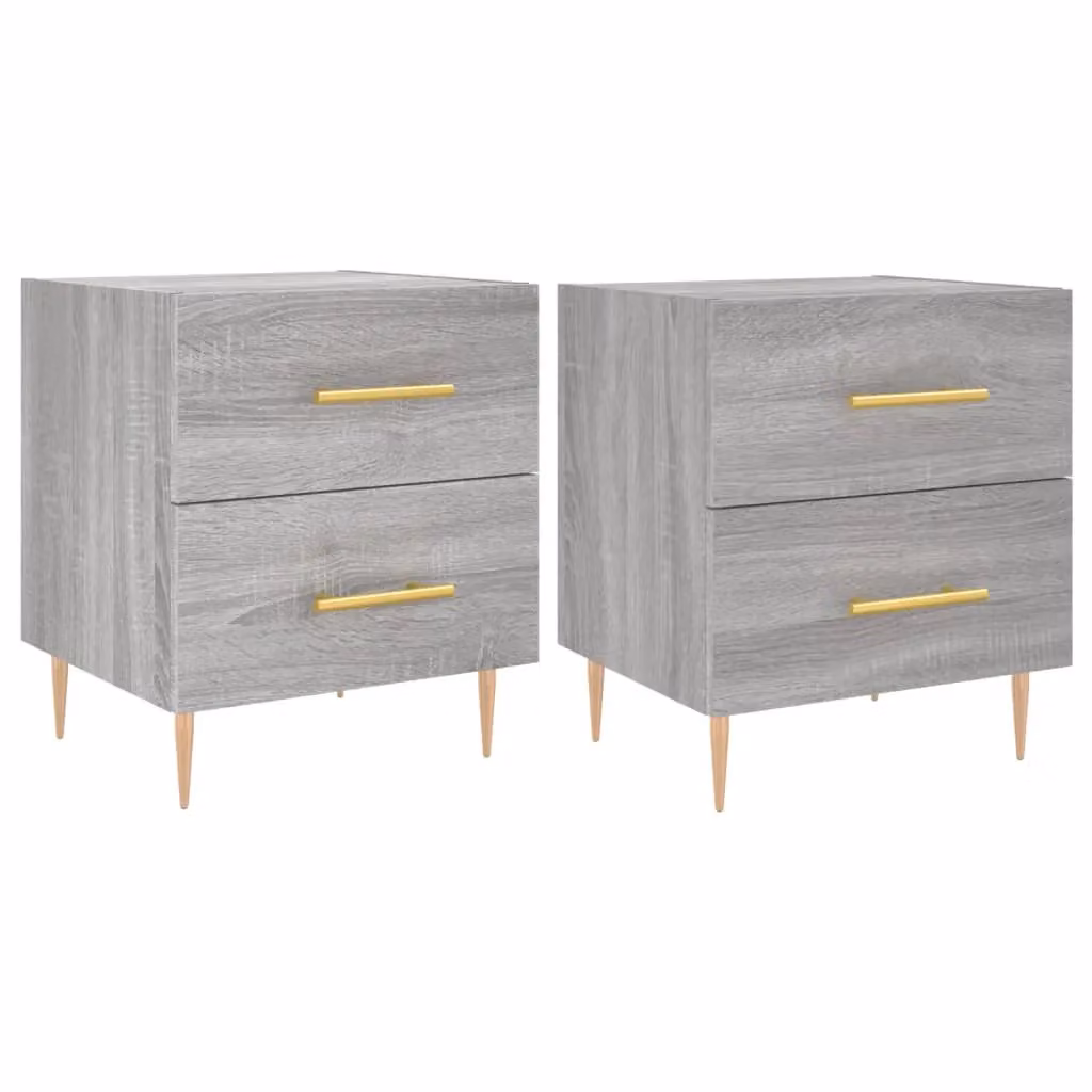 Berkfield Home Set of 2 Modern Bedside Cabinets in Grey Sonoma, W/D/H: 40 x 35 x 47.5 cm – 2