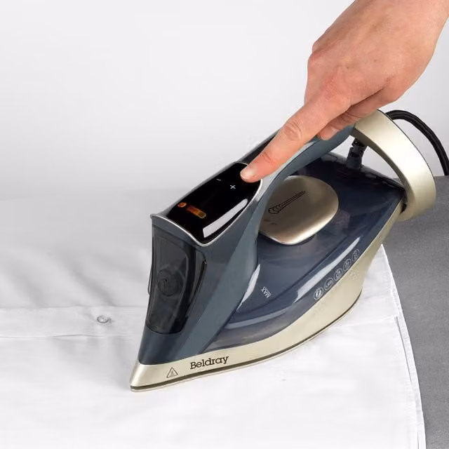Beldray Digital Steam Iron 2500W in Black and Gold with Anti-Calc and Auto-Shutoff Features