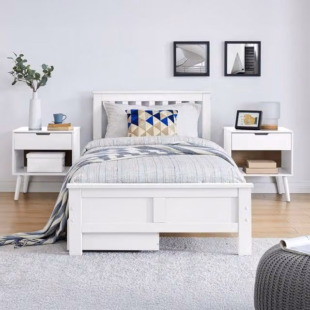 FurnitureboxUK Azure Minimalist Pine Bed Frame in White