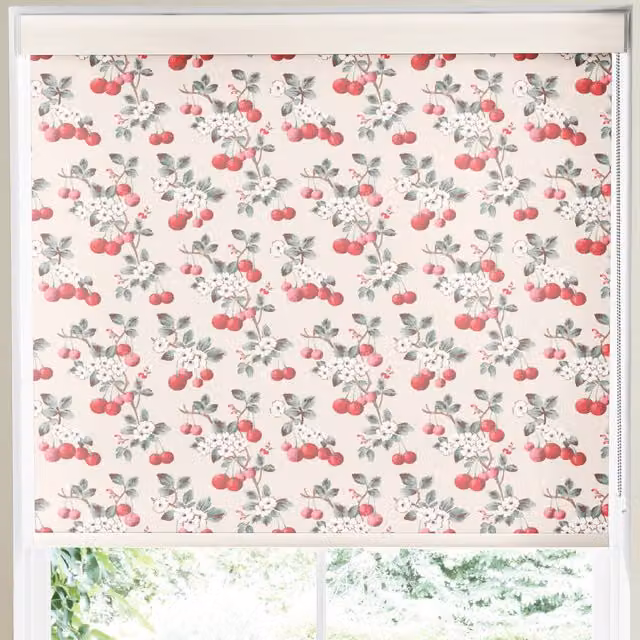 Cath Kidston Cherry Sprig Red and Pink Floral Thermal Insulating Blackout Made to Measure Roller Blind