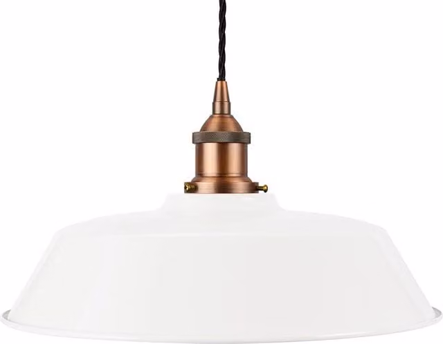 SE Home Chancery White Suspended Pendant Light with Matt Antique Copper and Black Twisted Details – 1