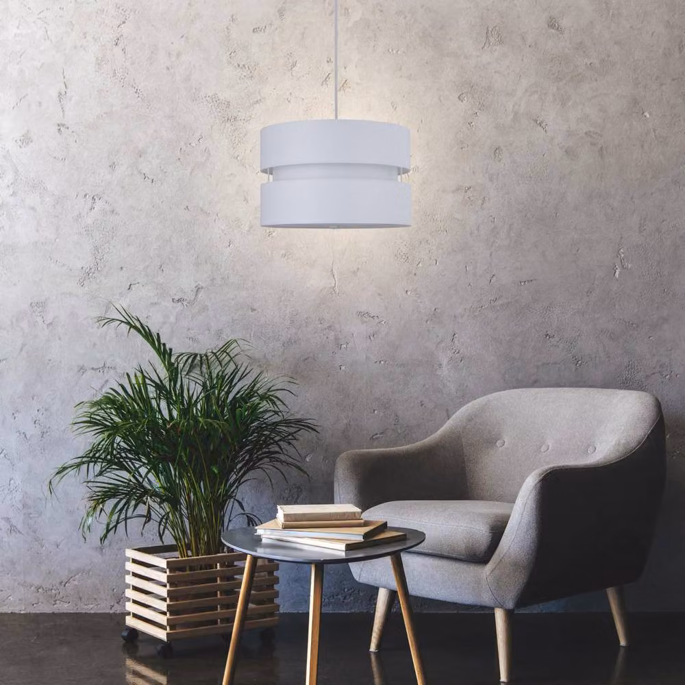 First Choice Lighting White Layered Easy Fit Drum Lamp Shade – 2