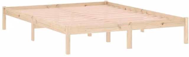 Berkfield Home Beautiful Bed Frame in Solid Pine, Beige, W/D/H: 150 x 200 x 31 cm