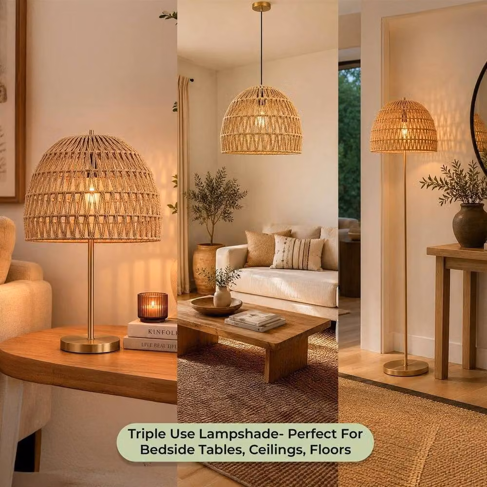 Kelvenix Brown Woven Dome Light Shade with Scandinavian Design – 3