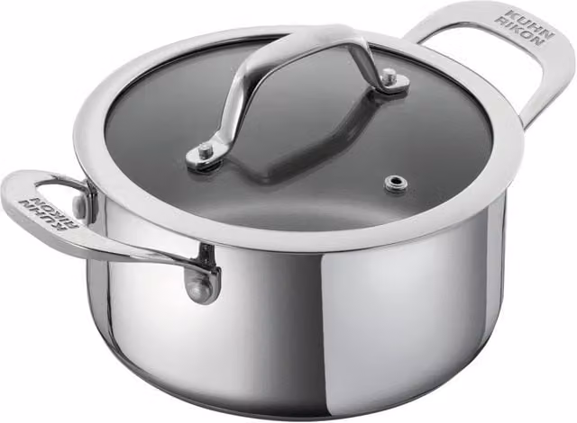 Kuhn Rikon Silver Stainless Steel Casserole Pot with Glass Lid, 2.3 l