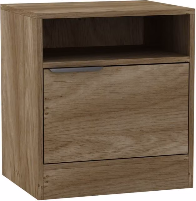 URBNLIVING Minimalist 1-Door Oak Bedside Table and Nightstand Storage Unit