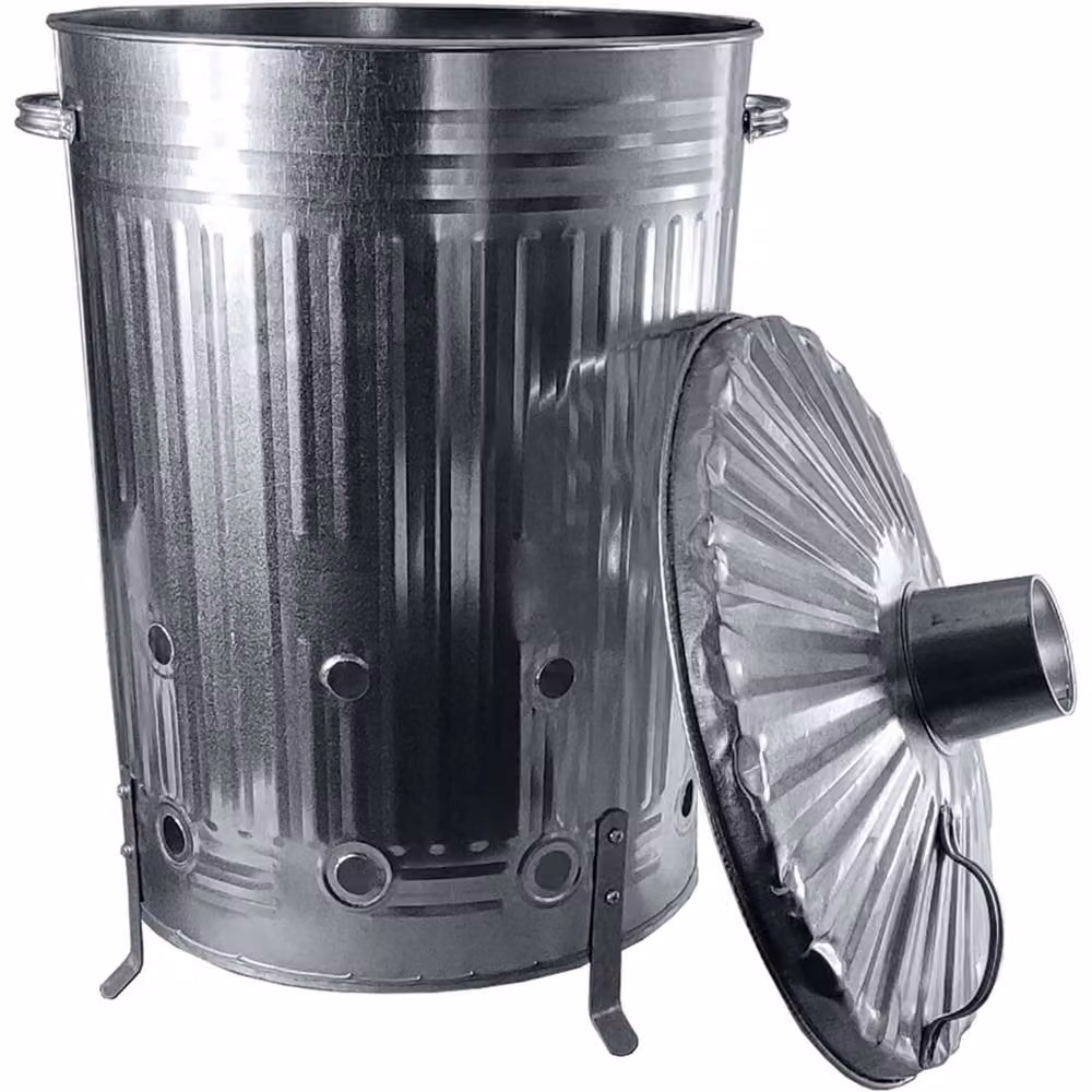VOGREX 90L Large Steel Garden Incinerator Bin Fire Burner in Silver – 5