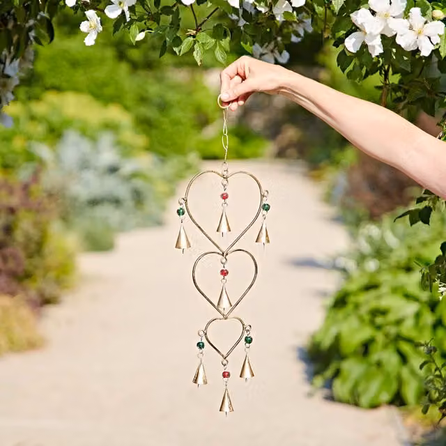 Paper High Gold Heart and Bells Wind Chime – 1