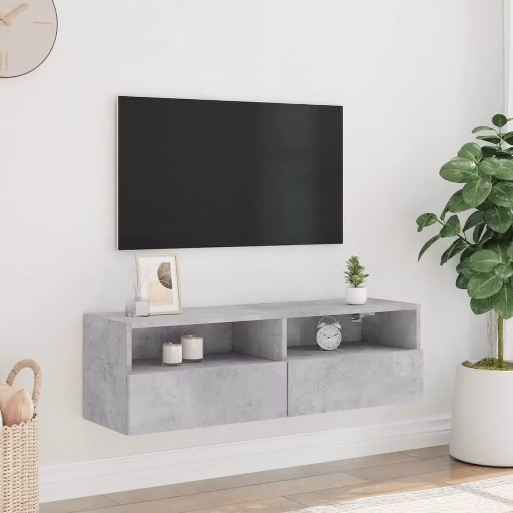 Berkfield Home Wall Mounted TV Cabinet in Concrete Grey, W/D/H: 100 x 30 x 30 cm – 3
