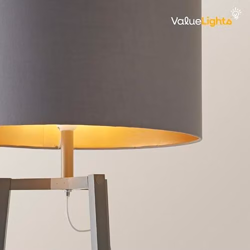 ValueLights Hiru Grey 3 Tier Wooden Shelf Floor Lamp with Grey and Copper Shade, H 155 cm x W 45 cm x D 45 cm – 2