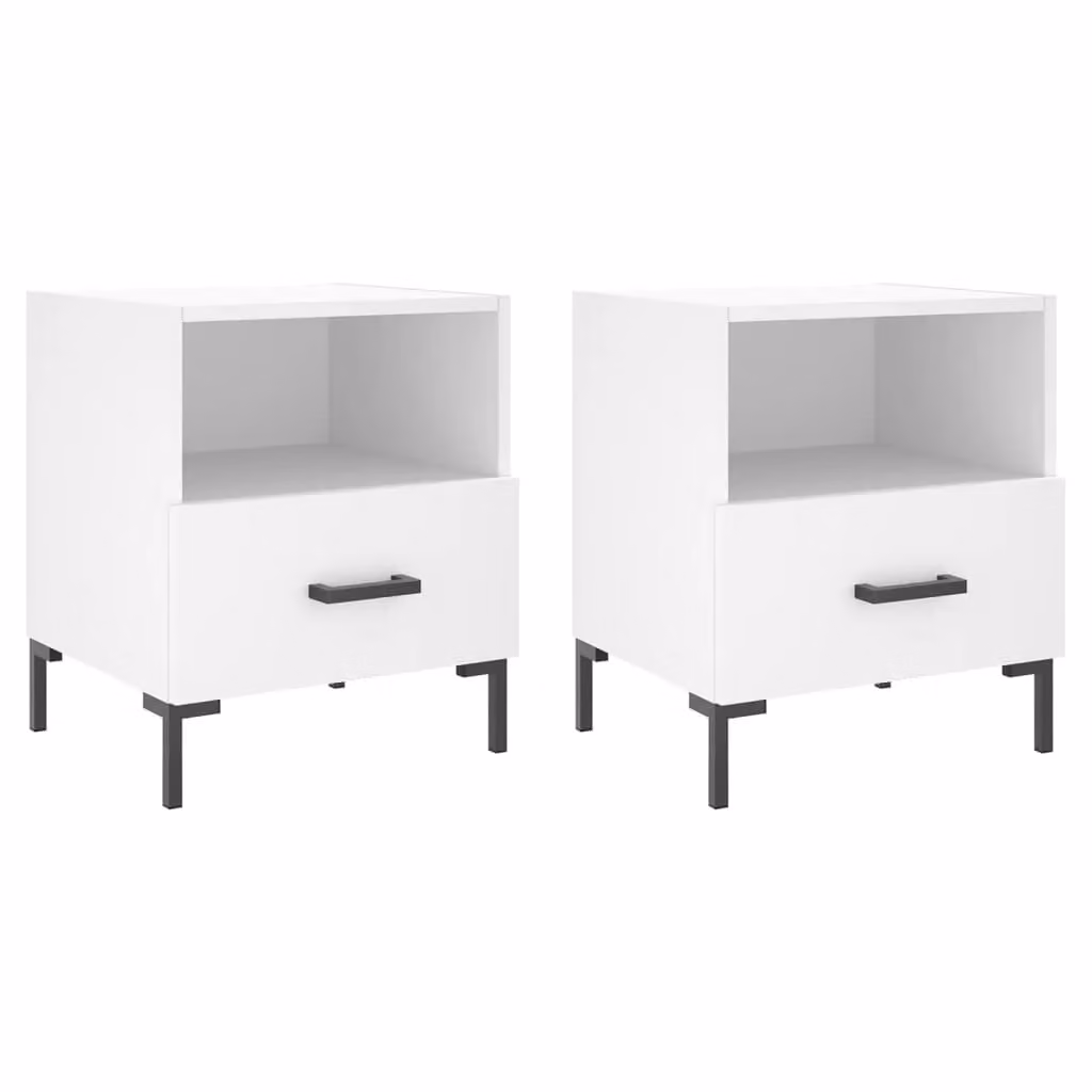 Berkfield Home Set of 2 Modern White Bedside Cabinets, W/D/H: 40 x 35 x 47.5 cm