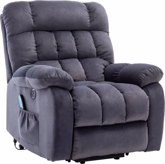 FORGEVIO Grey Fabric Massage Power Lift Recliner Chair Single Sofa