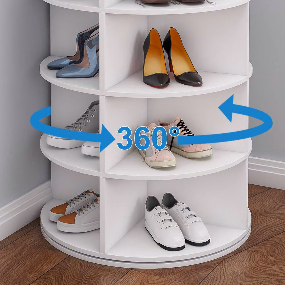 Rolipo 8-Tier Rotating Shoe Rack Tower in White – 3