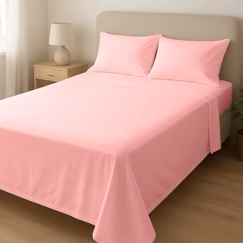 Home Sweet Home UK Snug City Microfibre Single Flat Sheet in Pink, W/D/H: 90 x 190 cm – 2