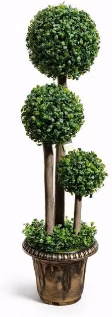 Voltico Artificial Triple Ball Topiary Tree in Green Pot, Height: 90 cm