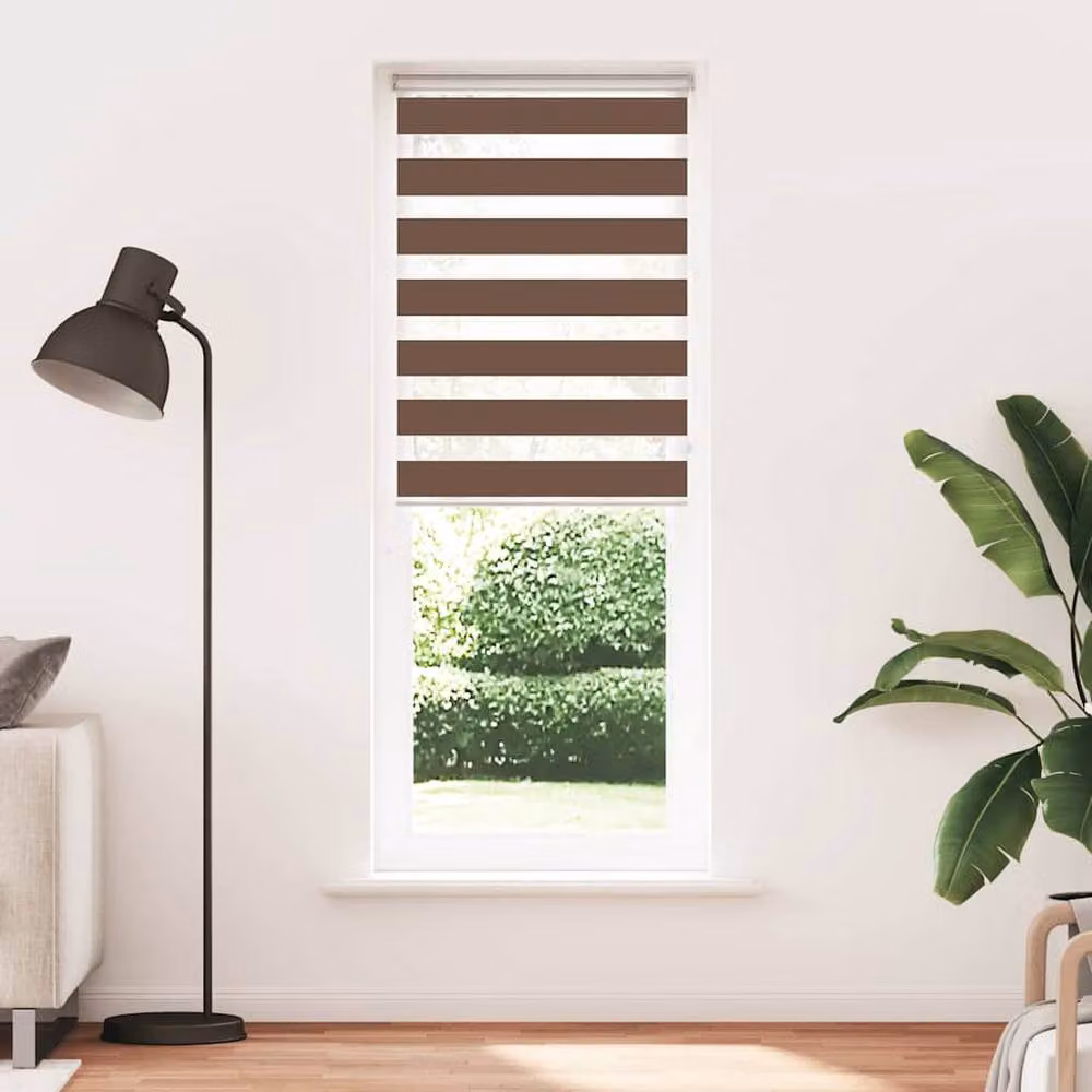 Berkfield Home Brown Zebra Day and Night Blind, W: 90 cm, H: 230 cm, Polyester Fabric – 2
