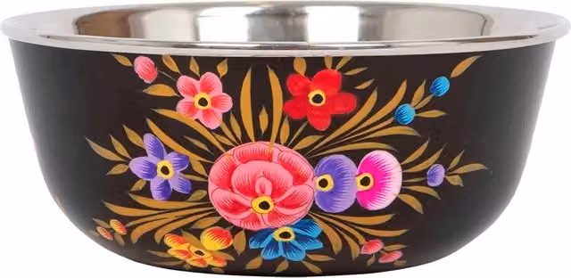 Billy Can Carbon Pansy Hand-Painted Floral Dessert Bowl in Black, 14.5 cm – 5