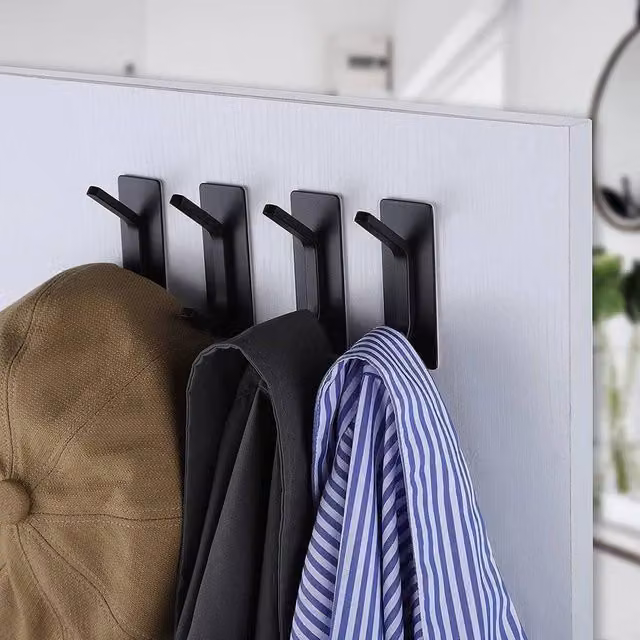 FORGEVIO Extra Strong Self Adhesive Wall Hooks, 8 Pieces, Matt Black