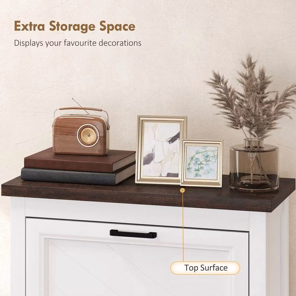 NESTLUNE White Modern Shoe Cabinet with 2 Tilting Compartments, W: 100 cm, D: 15 cm, H: 15 cm – 3