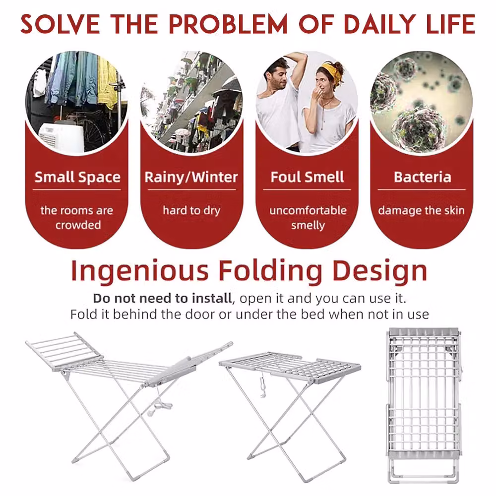 Alivio Foldable Metal Clothes Drying Rack with Extendable Wings in Silver – 2