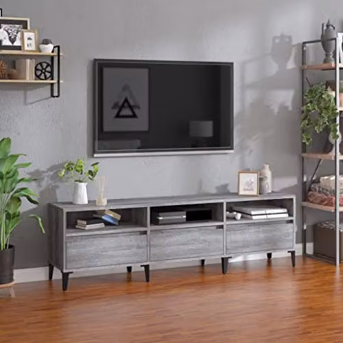 vidaXL Industrial TV Cabinet in Grey Sonoma, W: 150 cm, D: 30 cm, H: 44.5 cm – 2