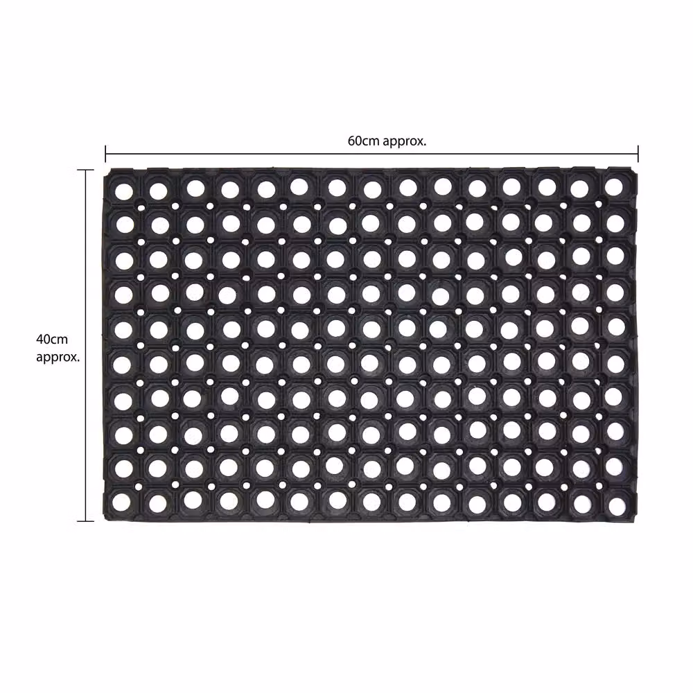 JVL Rondo Rubber Ring Scraper Doormat, Black, Pack of 2, W: 40 cm, D: 60 cm – 6