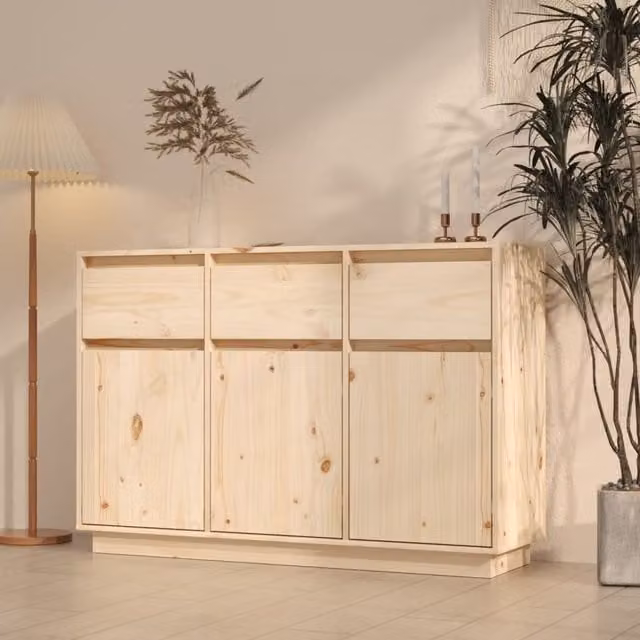 Berkfield Home Rustic Solid Wood Pine Sideboard in Brown, W/D/H: 110 x 34 x 75 cm