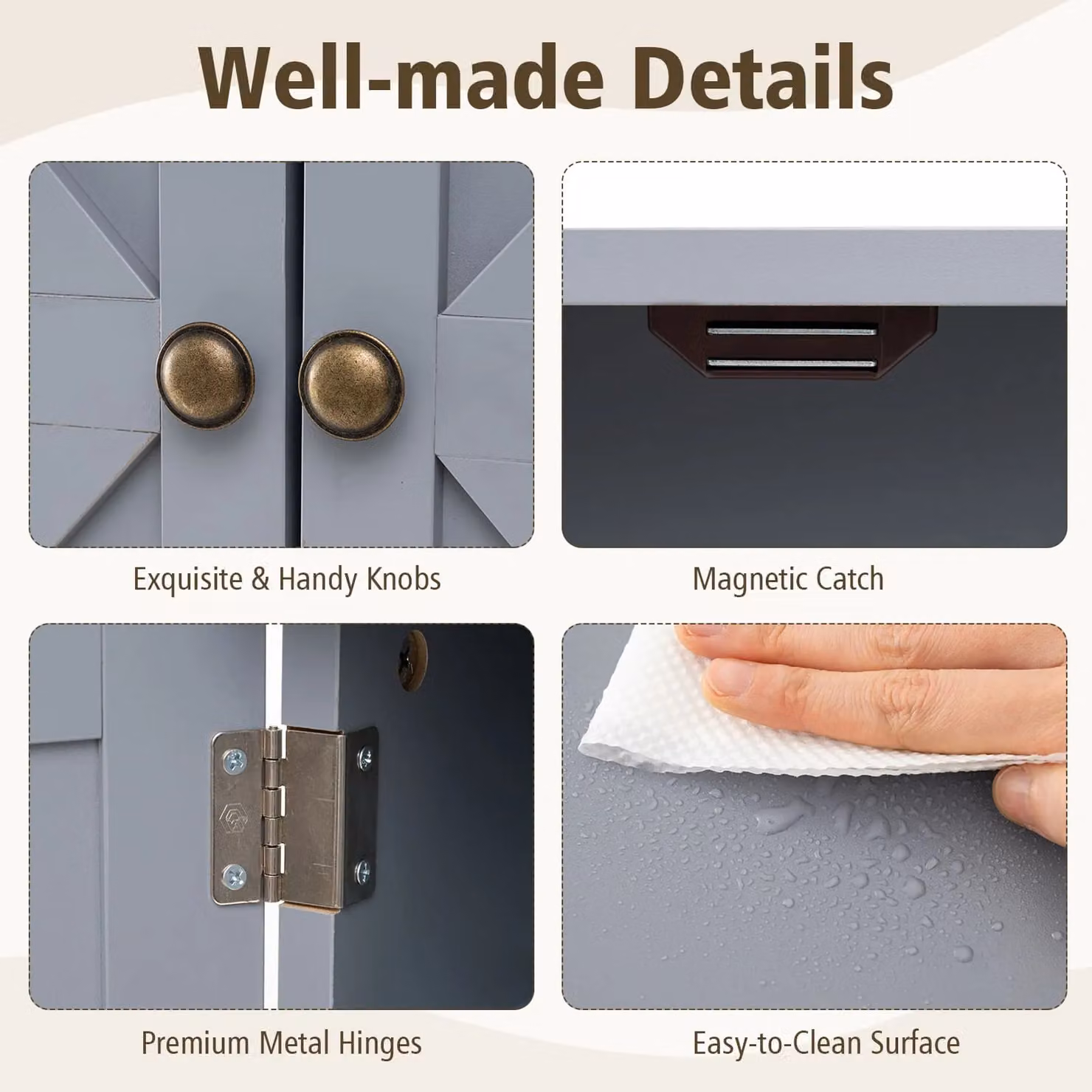 Gymax Grey Wall-Mounted Bathroom Medicine Cabinet with Mirror and Internal Shelves – 4