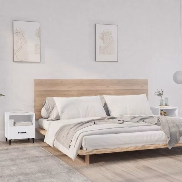 Berkfield Home Set of 2 White Matt MDF Bedside Cabinets